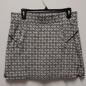 Talbots Black and White Geometric Mini Skirt,  Size Medium